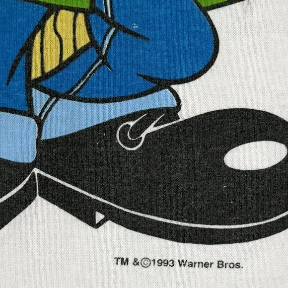 Vintage 1993 White Looney Tunes Hip-Hop XL Graphic T-Shirt- Taz Bugs Daffy -GUC - Picture 5 of 11